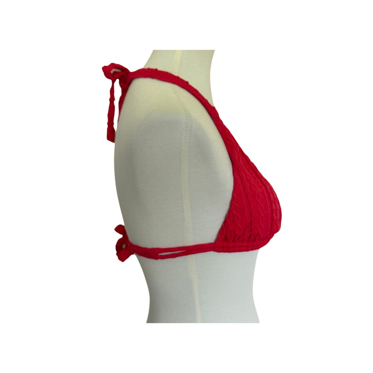 Luli Fama Lost At Sea Triangle Halter Bikini Top - Scarlet (Red) - Size Large
