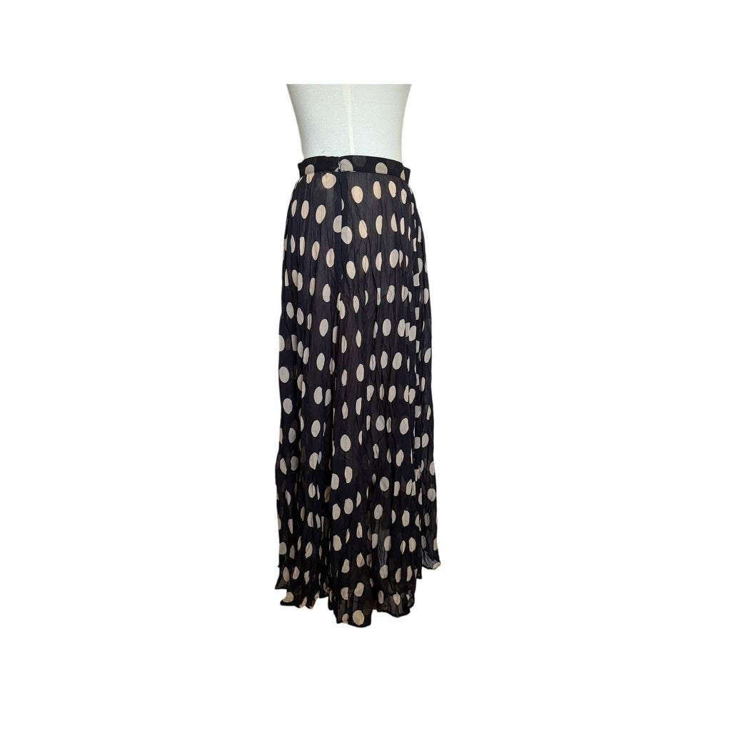 J.CREW Gwyneth Polka Dot Chiffon Midi Skirt - Black and Cream - Size 2