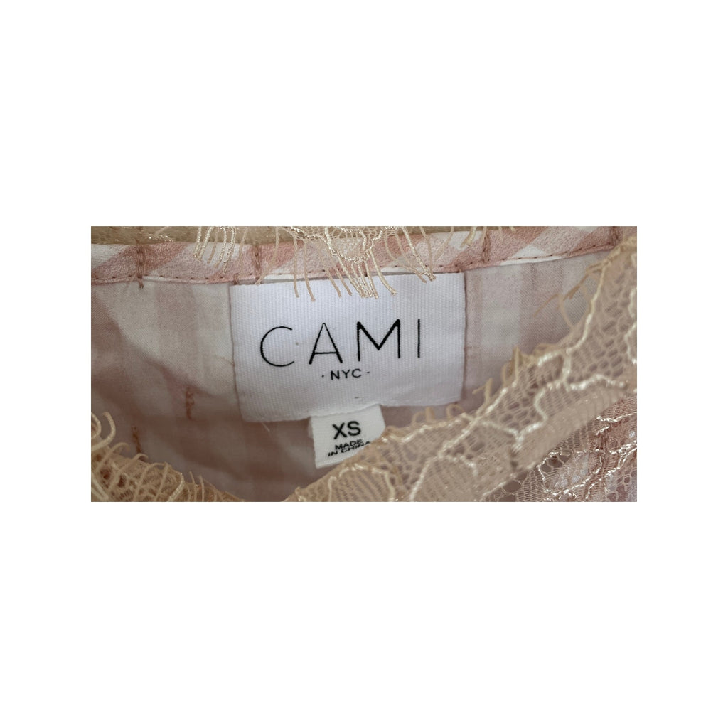 Cami NYC The Sweetheart Lace silk Charmeuse Top - Pink Checked - Size XS