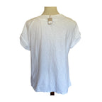 CUT LOOSE - Linen Cotton Jersey V-Neck Cap Tee - 5016262 - White - Medium