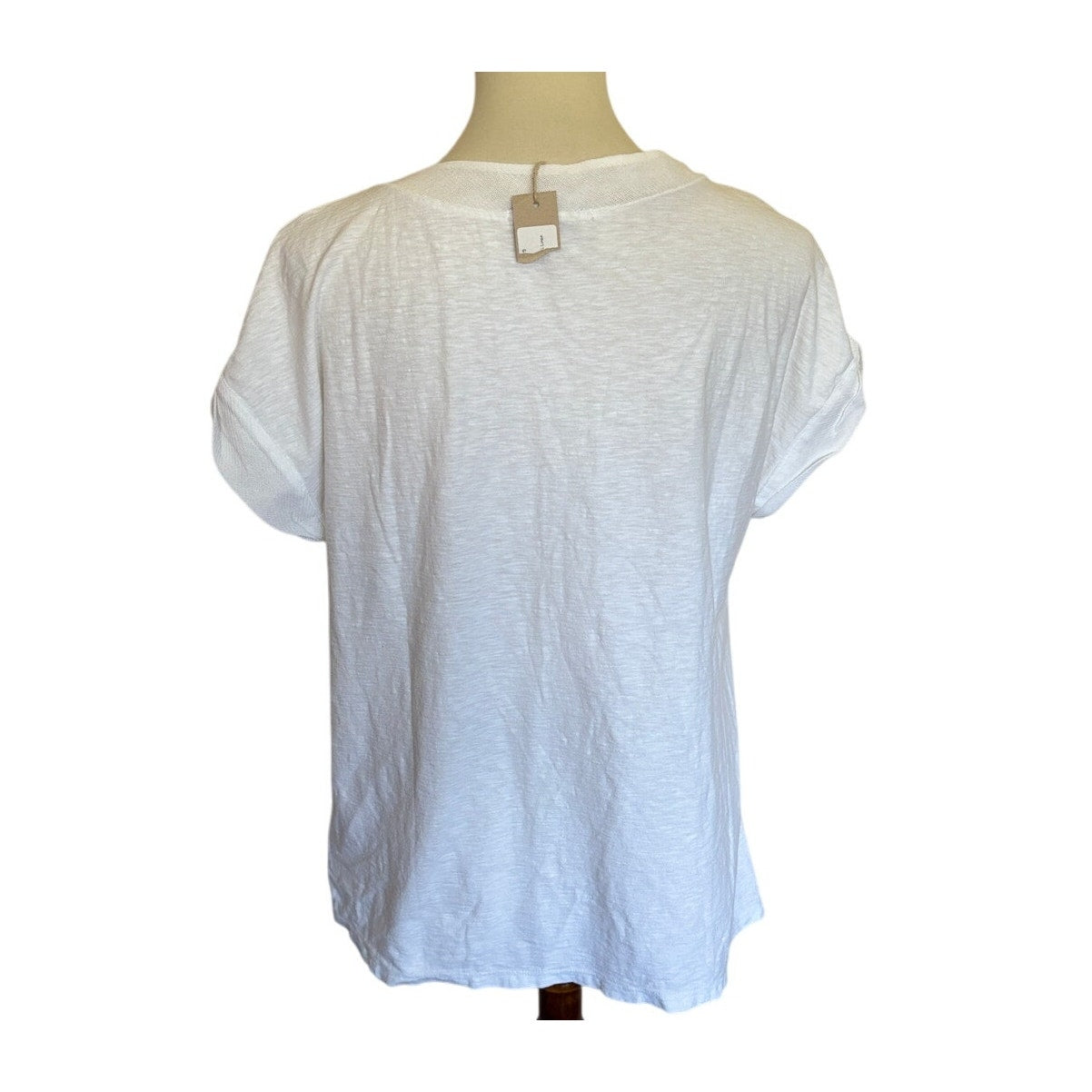 CUT LOOSE - Linen Cotton Jersey V-Neck Cap Tee - 5016262 - White - Medium