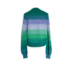 MAJE Millao Striped Knitted Sweater - Green Pastel - Size Small