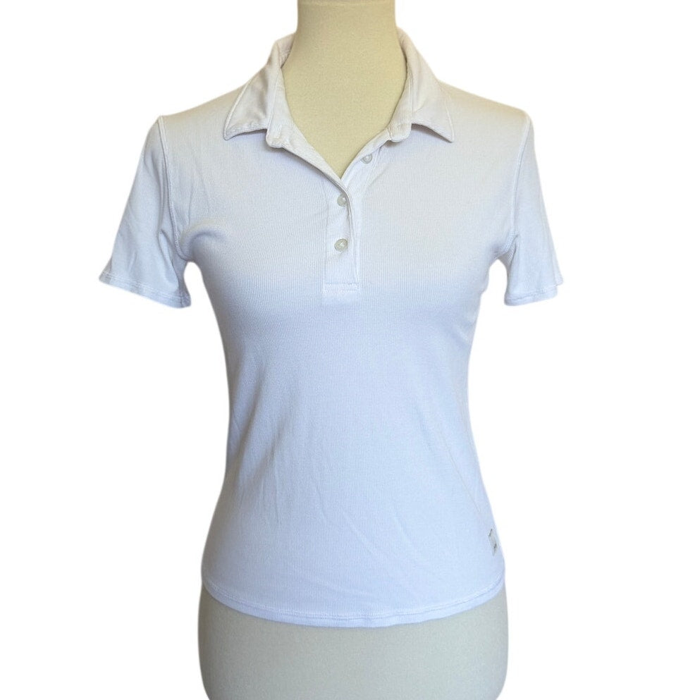 Vuori Pose Fitted Ribbed Polo Shirt - White - Small
