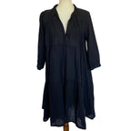 Honorine Giselle Cotton Gauze Black Tiered Dress - XS