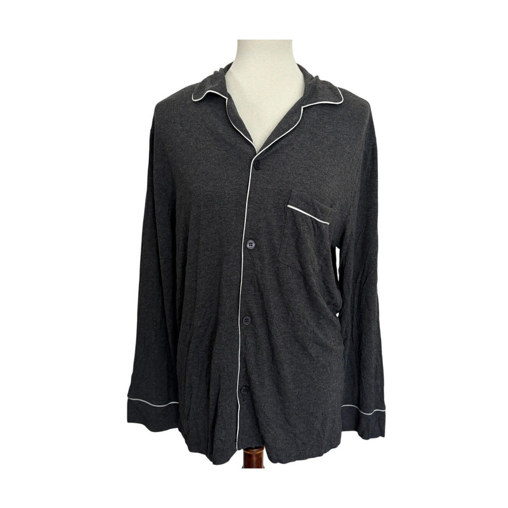 Eberjey William Pajama Top - Charcoal Heather/Ivory - Size Medium