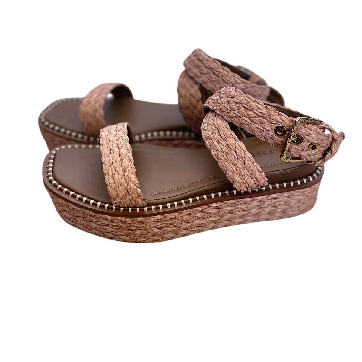 Ulla Johnson Gemma Woven Raffia Espadrille Sandals - Blush - Size 9.5