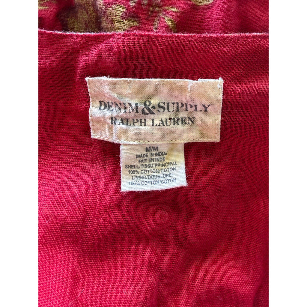 Denim & Supply Ralph Lauren Cotton Wrap Maxi Dress - Red Floral - Size Medium