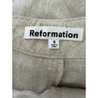 Reformation Freddie Linen Pant - Oatmeal - Size 6