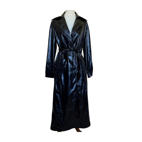 Amanda Uprichard Lansing Coat in Patent - Black Patent - XS