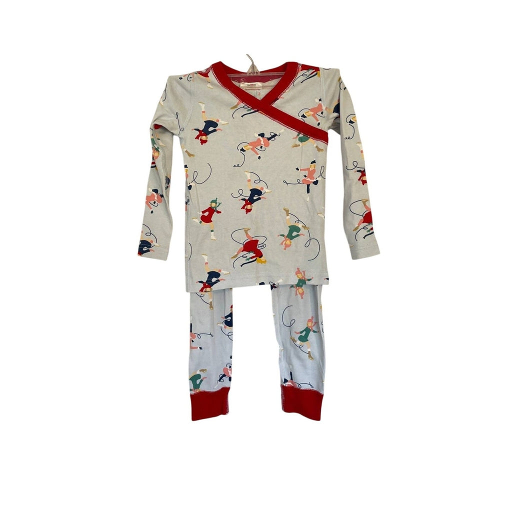 Hanna Andersson Holiday Print Long John Set - Gliding On Ice Blue - Size 4