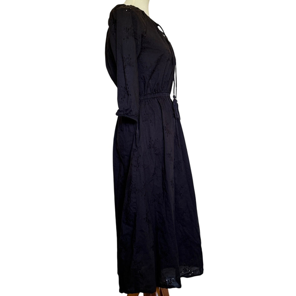 Mer St. Barth Women's Solange Pop Over Dress Midi Length - Black - S