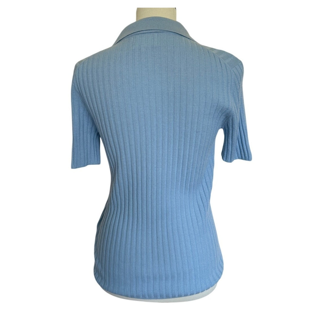 LOULOU Studio Socotra Wool Cashmere Polo - Light Blue - Small