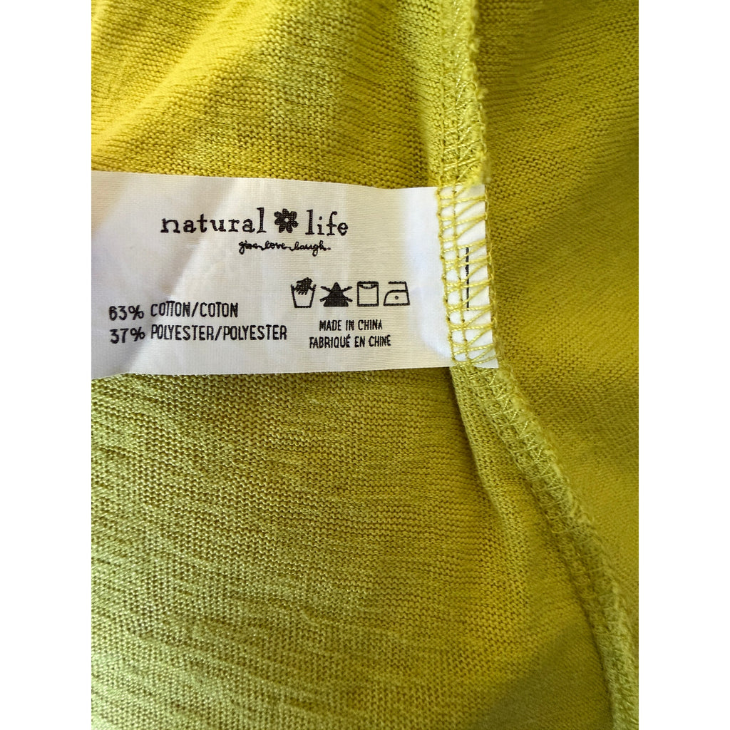NATURAL LIFE Long Sleeve Embroidered Tee - Yellow and Brown - Size Small
