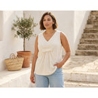 MARINA RINALDI Flax Linen Tank - Ivory - Size Large