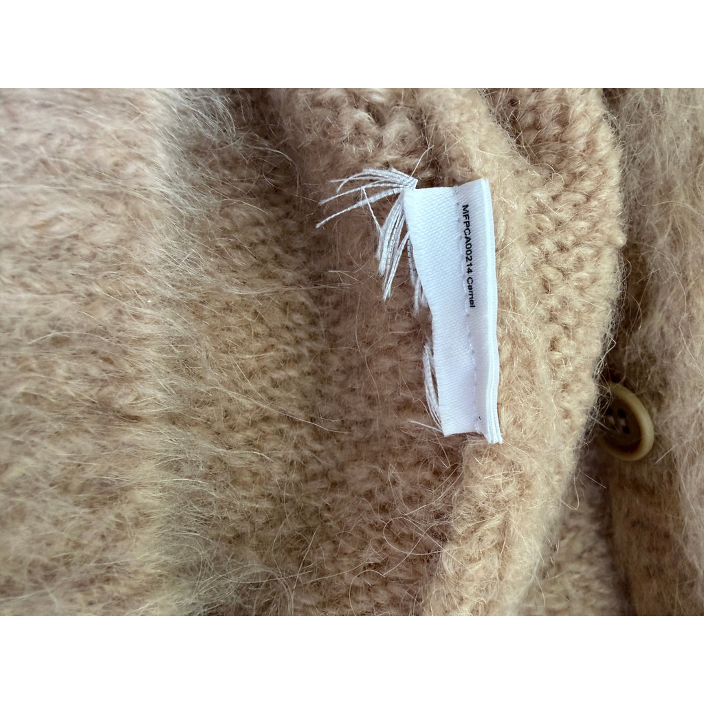 Maje Brushed Mohair V Neck Cardigan - Camel Tan - Size 2 / Medium
