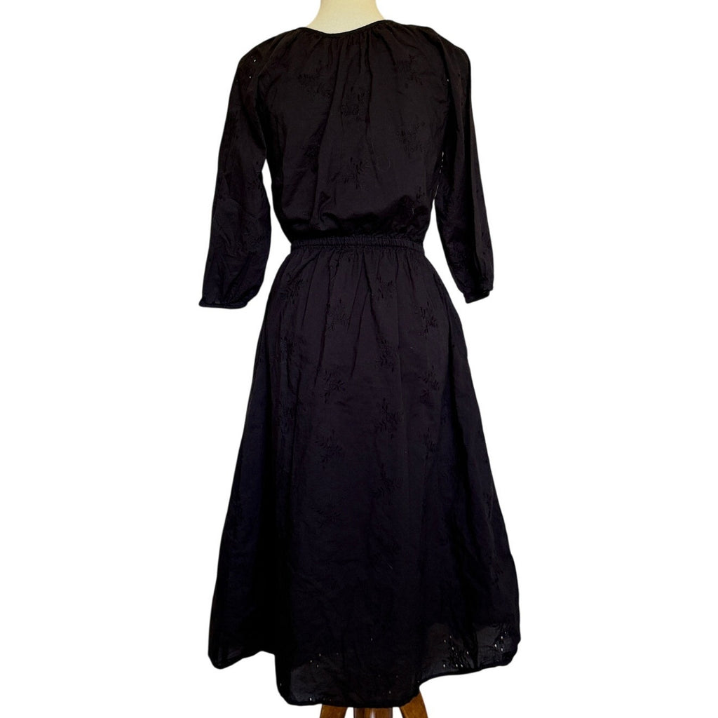 Mer St. Barth Women's Solange Pop Over Dress Midi Length - Black - S