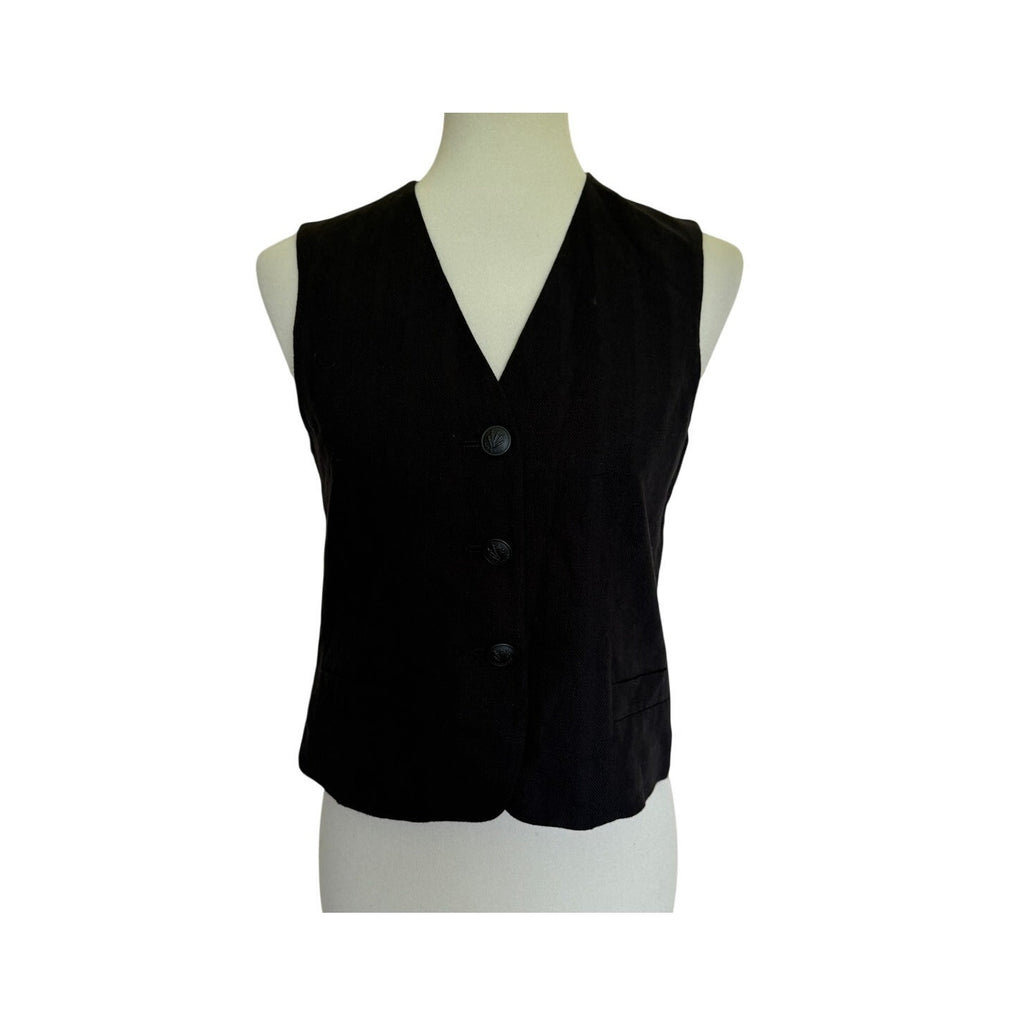 Rag & Bone Albany Solid Cotton & Linen Vest - Black - Size Extra Extra Small