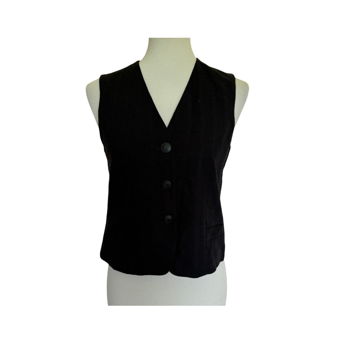 Rag & Bone Albany Solid Cotton & Linen Vest - Black - Size Extra Extra Small