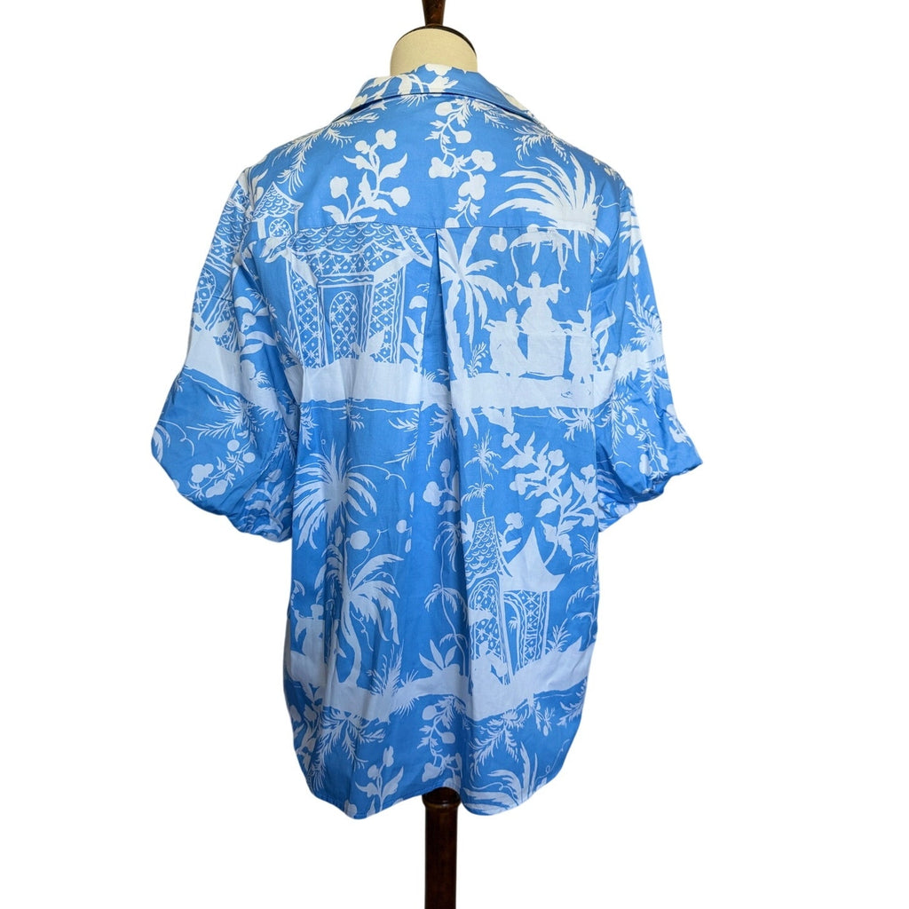 Patty Kim Claudia Button Down Blouse - Blue/White - XL