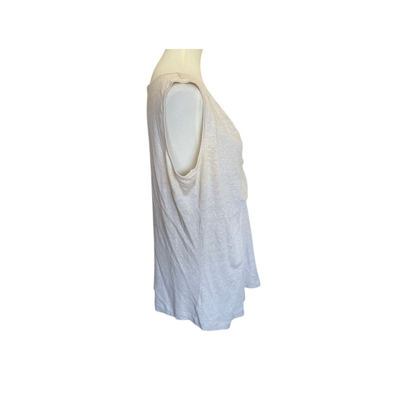 MARINA RINALDI Flax Linen Tank - Ivory - Size Large