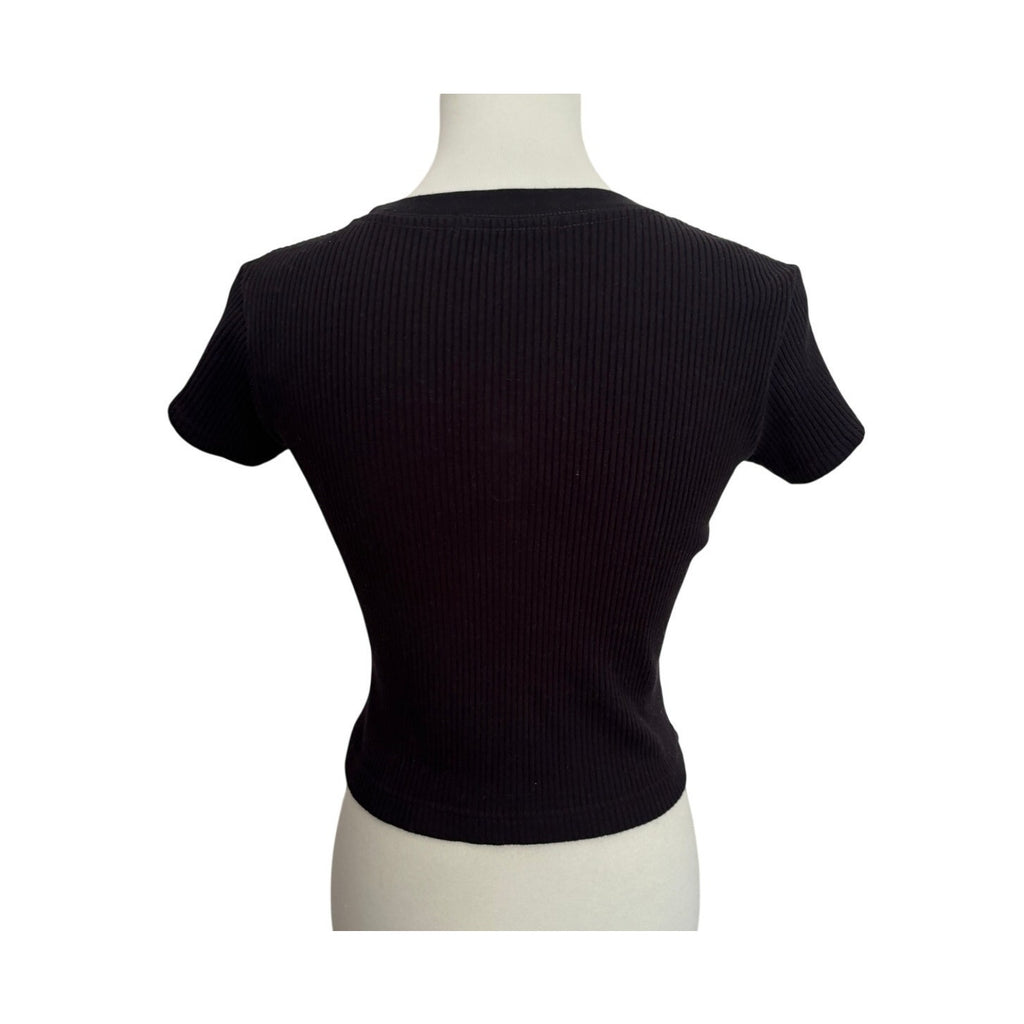 PERFECTWHITETEE Gabby Sweater Rib Short Sleeve Top