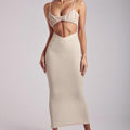 Meshki Roxie V Waistband Knit Maxi Skirt - Stone Beige - Size Extra Small