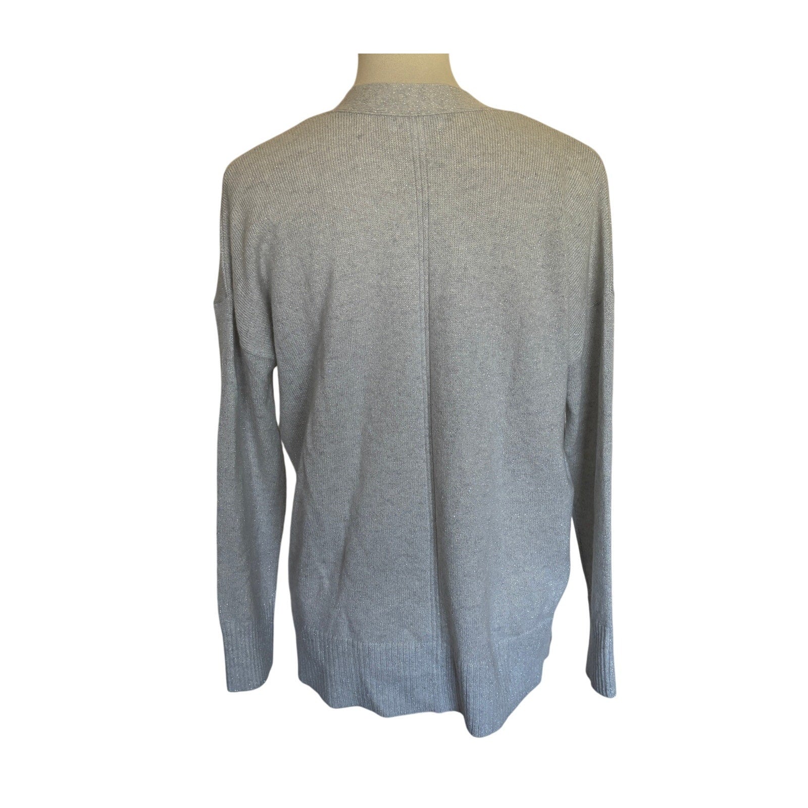 The White Company Cashmere V Neck Sweater - Metallic Grey - Size Small
