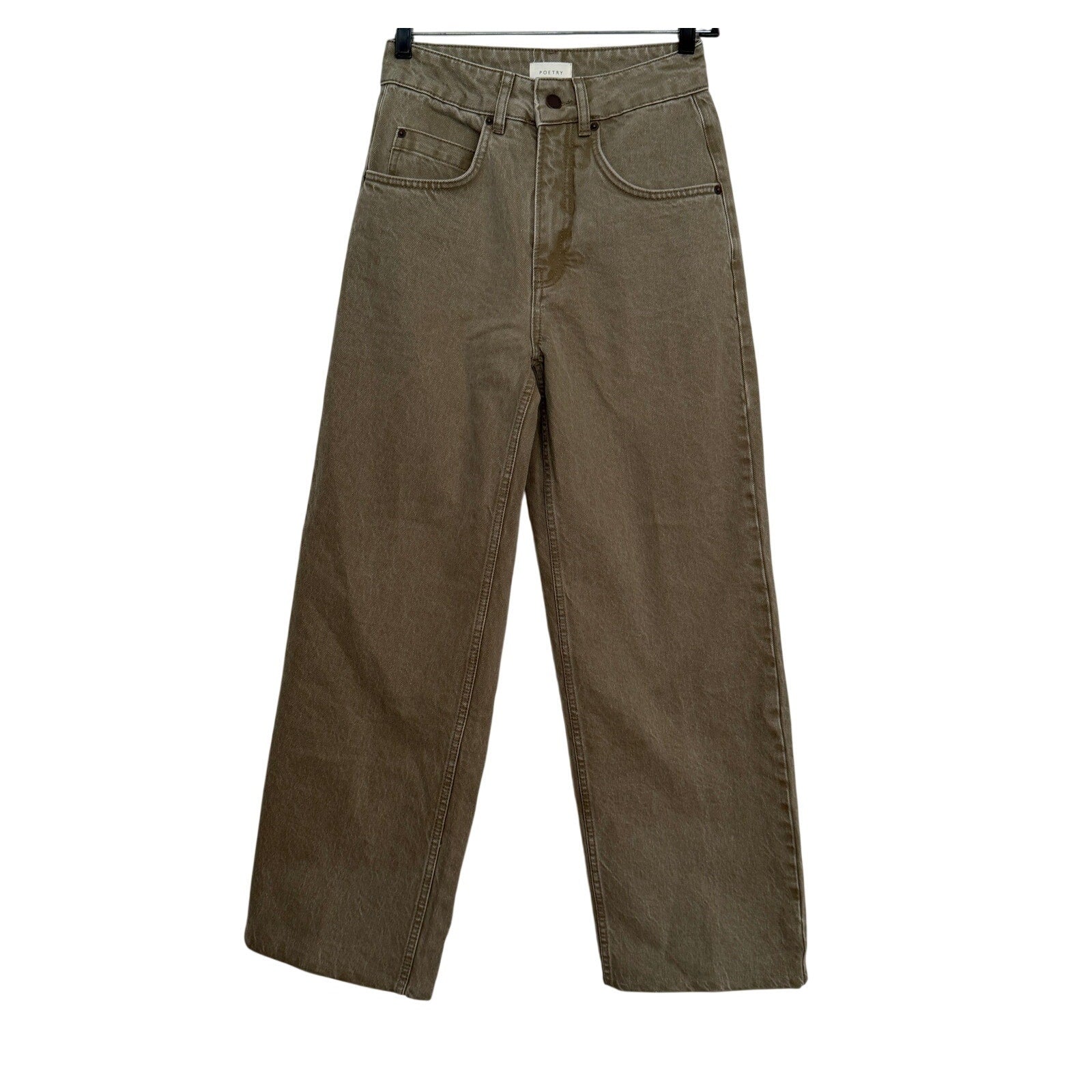 POETRY Cotton Straight Leg Jeans - Washed Olive - 4