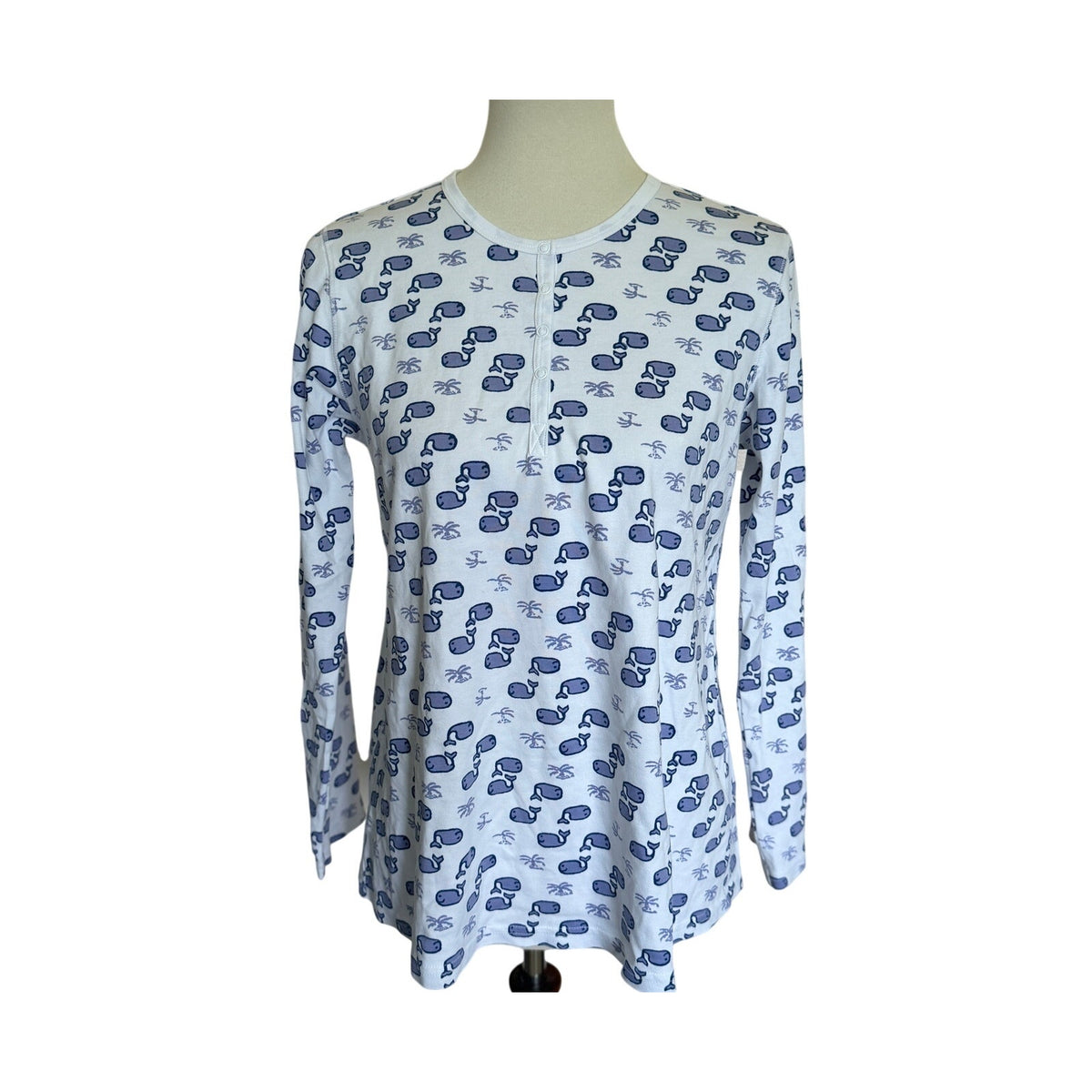Roller Rabbit Moby Pajama Top - Blue Whale Print - Size Medium