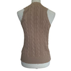 Minnie Rose Stone Washed Distressed Cotton Cable Knit Tank - Desert - Medium