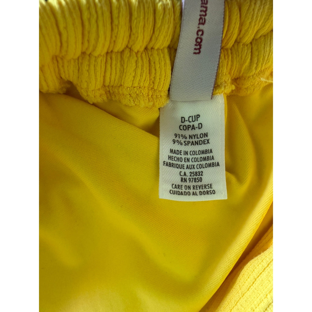 Luli Fama Playa Vibes Halter Bikini Top - Yellow - Size D Cup