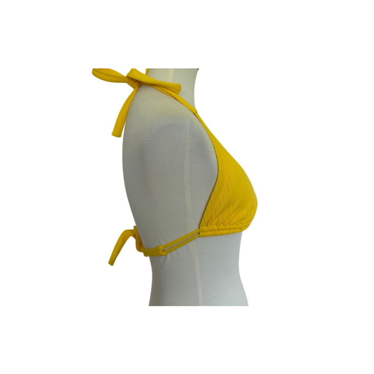 Luli Fama Playa Vibes Halter Bikini Top - Yellow - Size D Cup