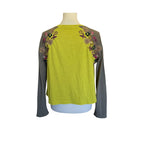 NATURAL LIFE Long Sleeve Embroidered Tee - Yellow and Brown - Size Small