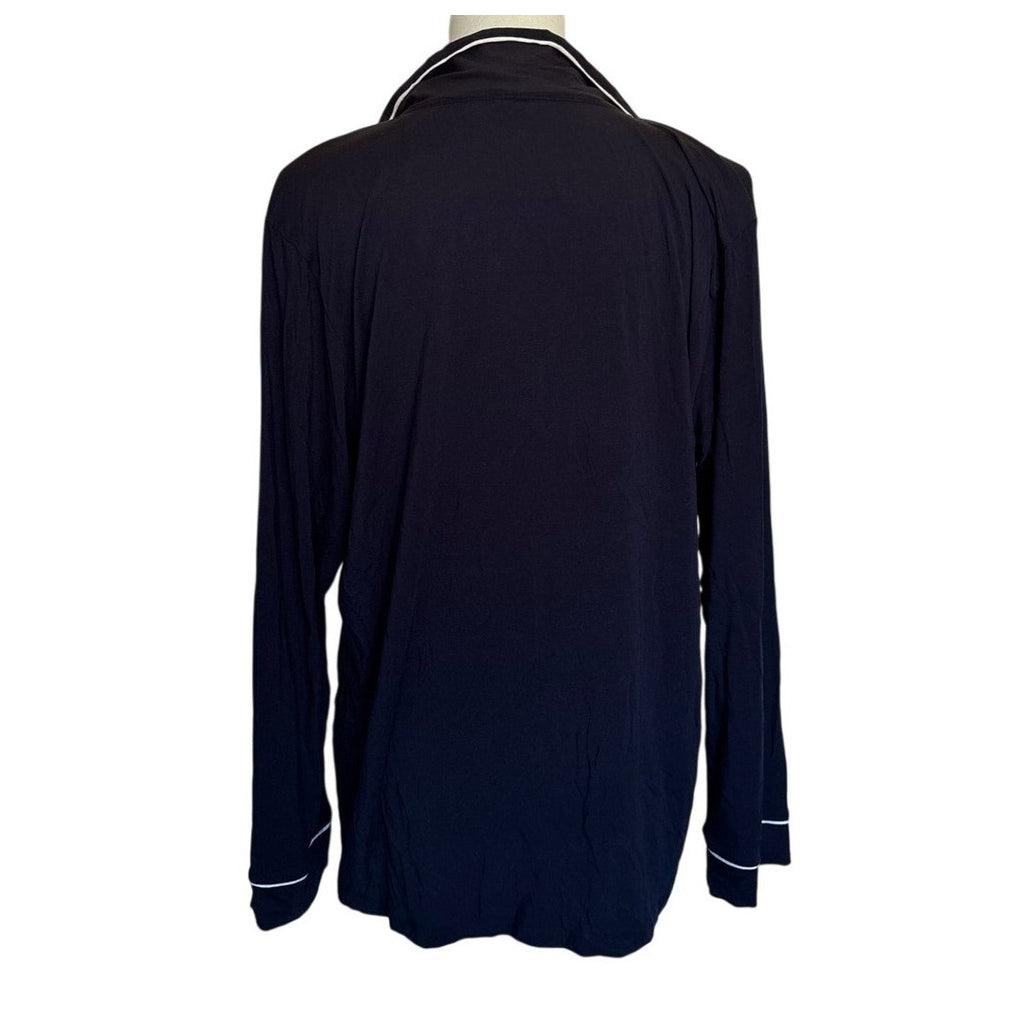 EBERJEY Gisele Long Sleeve PJ Top - Black/Pink Sorbet - Size Large