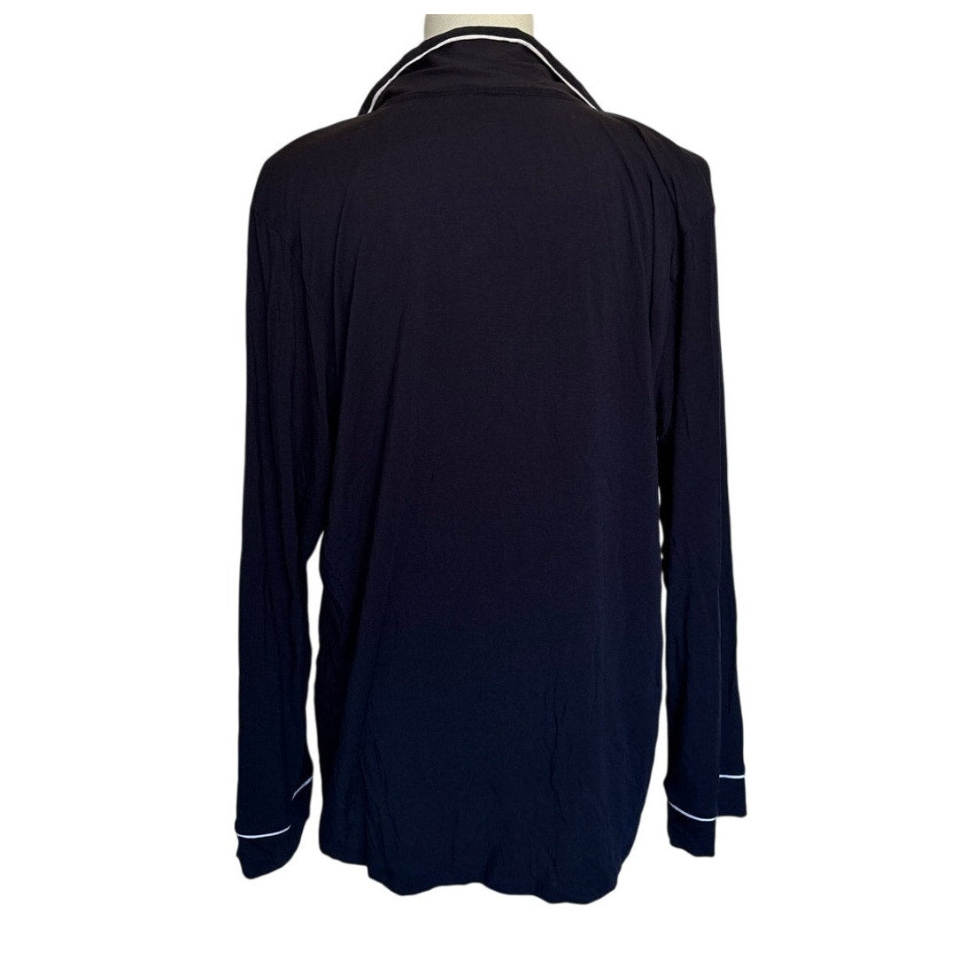 EBERJEY Gisele Long Sleeve PJ Top - Black/Pink Sorbet - Size Large