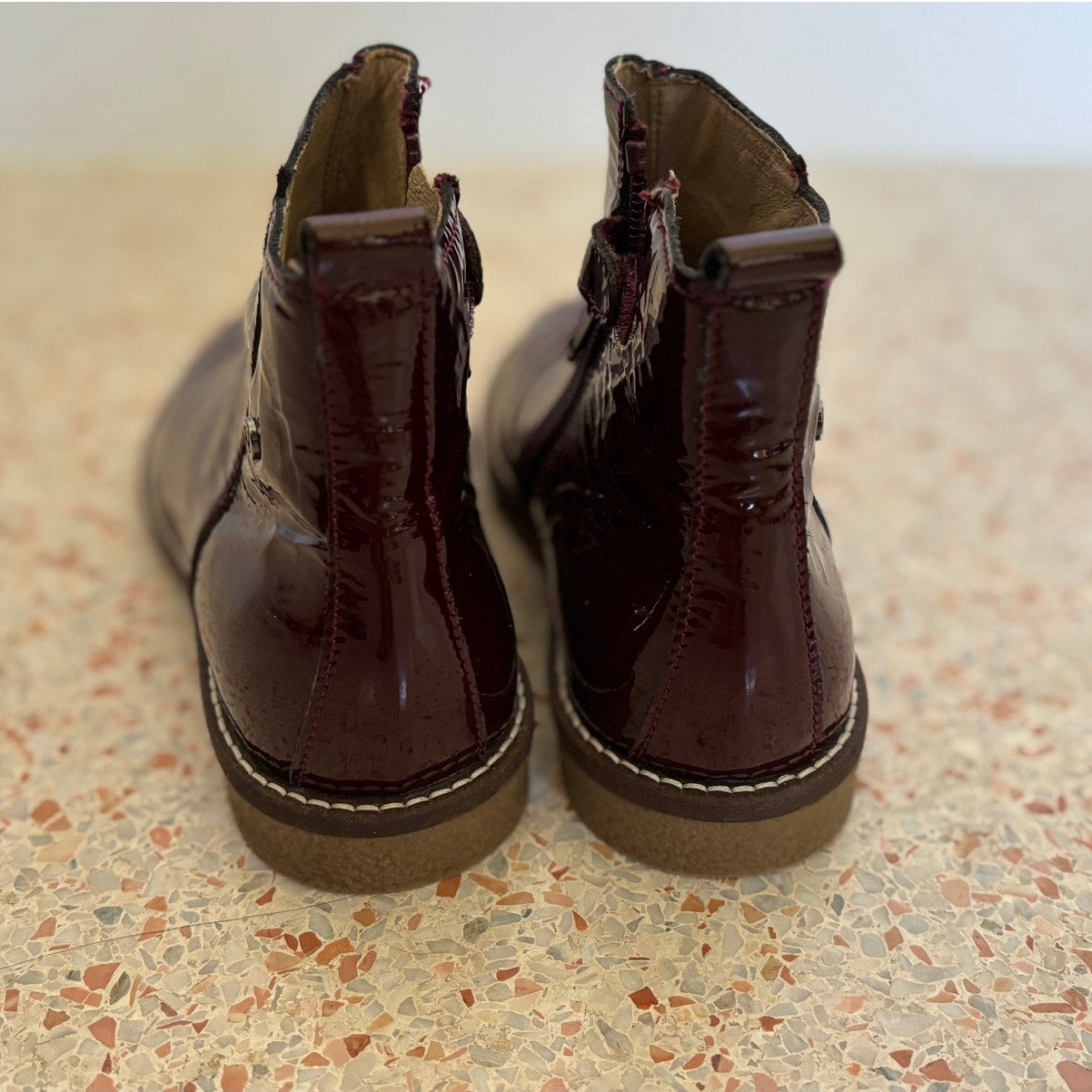 Naturino Kids Dasie Patent Leather Chelsea Boots - Burgundy - Size 31 / US 13.5
