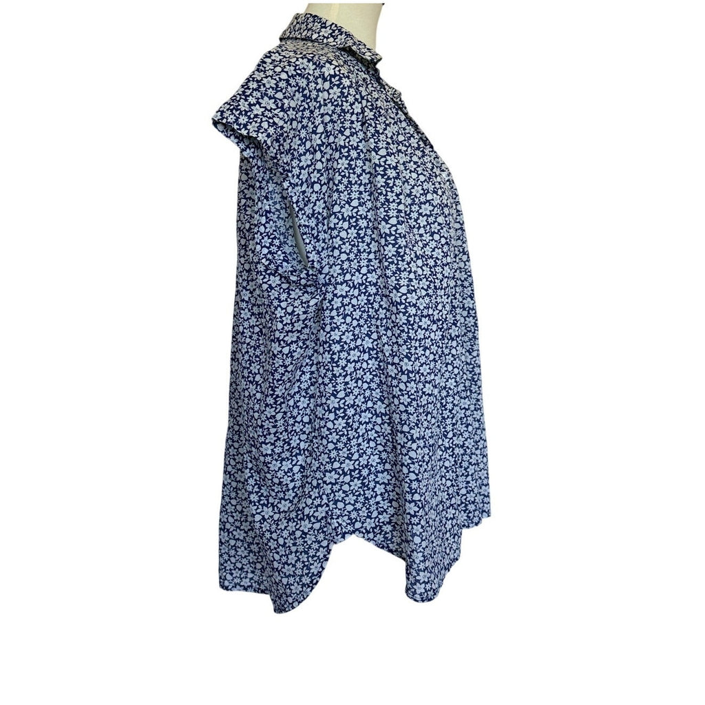Nili Lotan Normandy Blouse - Blue White Floral - Small