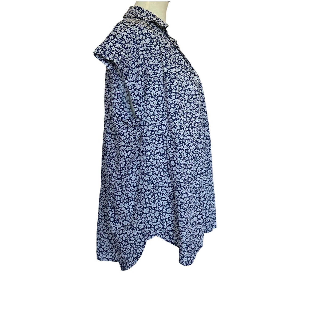 Nili Lotan Normandy Blouse - Blue White Floral - Small