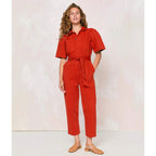 Christy Dawn The Sienna Oranic Denim Jumpsuit - Sedona Red - Size Small