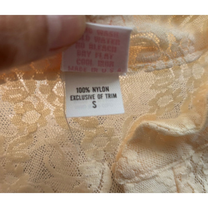 Only Hearts NYC V Neck Lace Top - Cream - Size Small