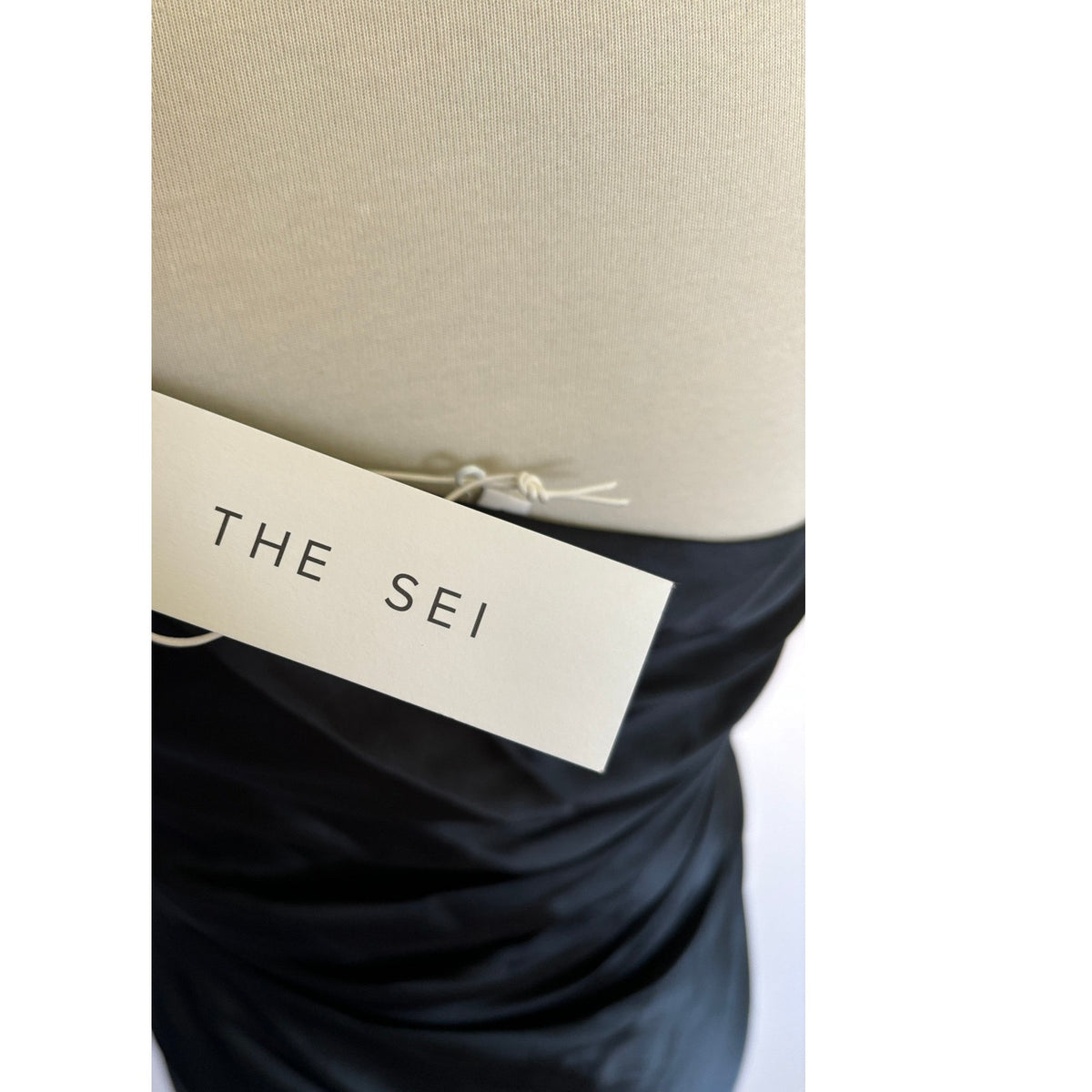 New The Sei Silk Asymmetric Bardot Midi Dress - Ink - Size 6
