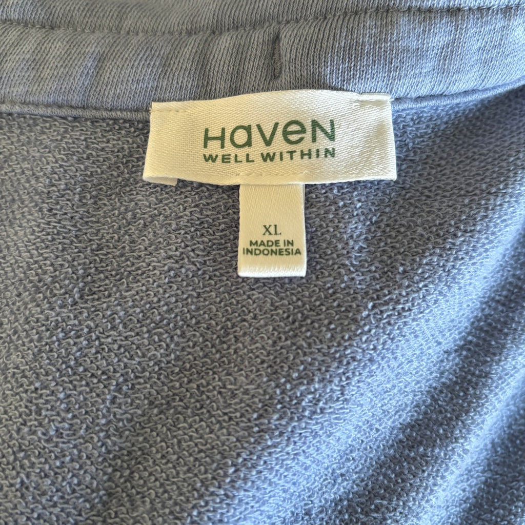 HAVEN WELL WITHIN Slub French Terry Polo Dress - Blue - Size Size XL