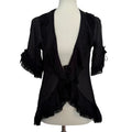 Charo Ruiz Tie Front Lace Trim Top / Cover Up - Black - Small