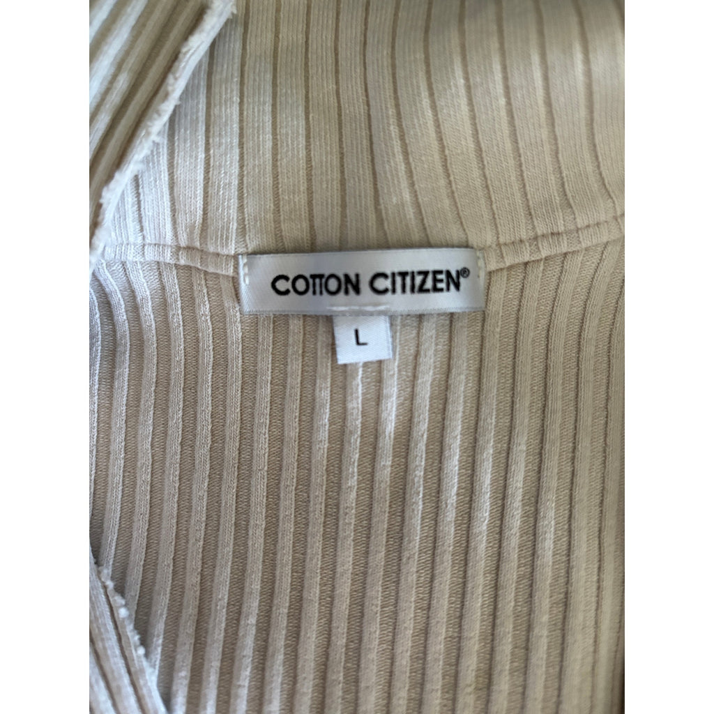COTTON CITIZEN Ibiza Ribbed Long Sleeve Polo Mini Dress - Cream - Size  L