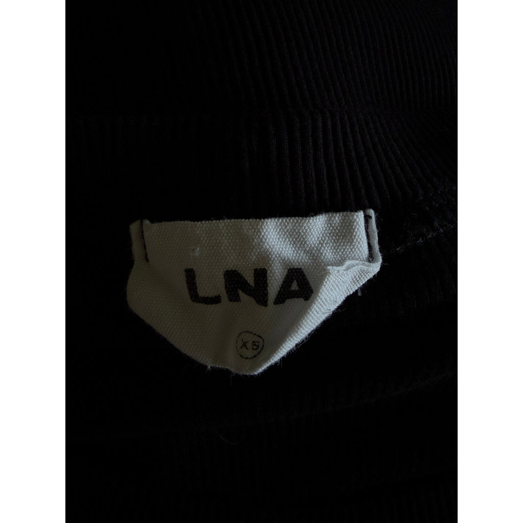 LNA Billie Rib Crop Tee - Black - Size Extra Small