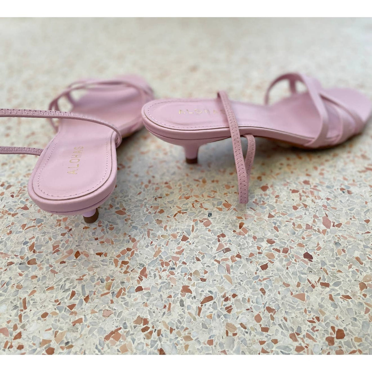 Alohas Wasabi Kitten Heel Sandal - Pink - Size 9