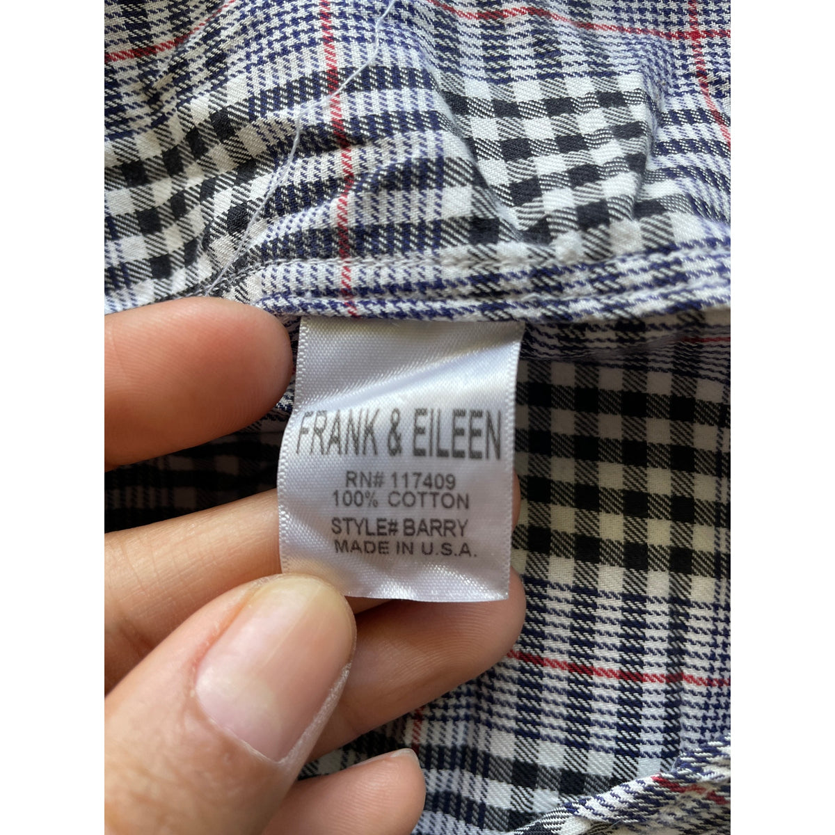 Frank & Eileen Barry Button Down Shirt - Red/Black/Blue/White Check - Size Small
